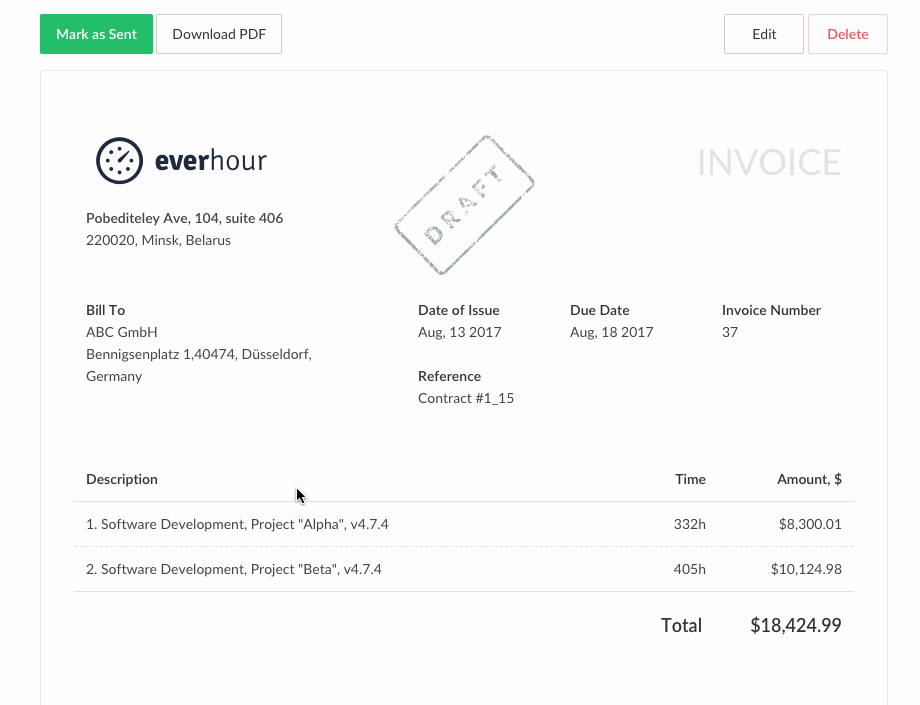 everhour invoicing integration: quickbooks, xero and freshbooks