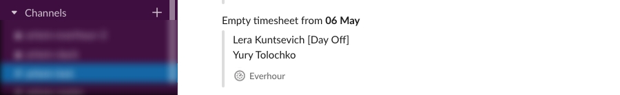 slack + everhour: version 2