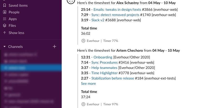 slack + everhour: version 2