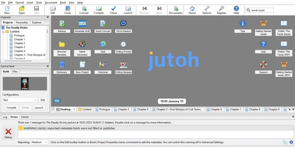 Jutoh Home Screen