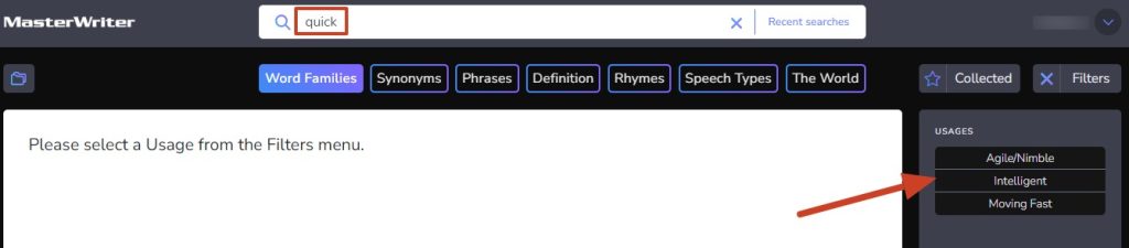 MasterWriter Word Family Usages
