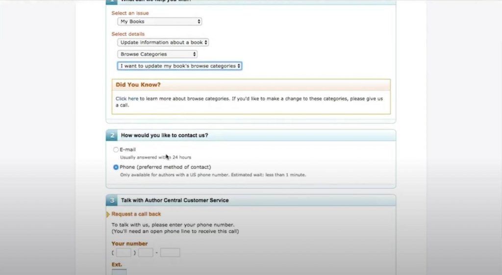 the way requesting categories on Amazon used to look