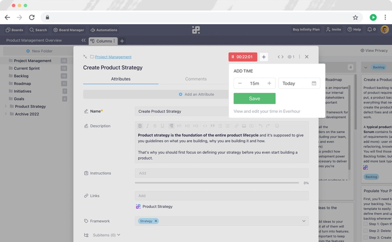 everhour infinity time tracking controls