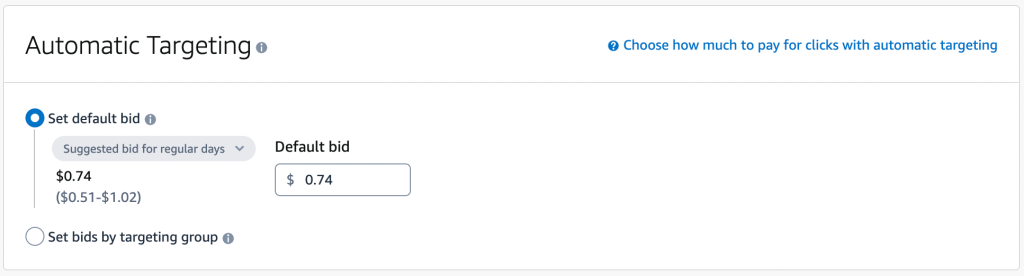 Set default bid