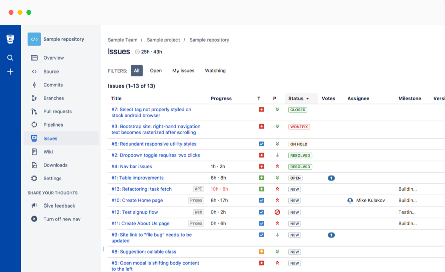 BitBucket time tracking