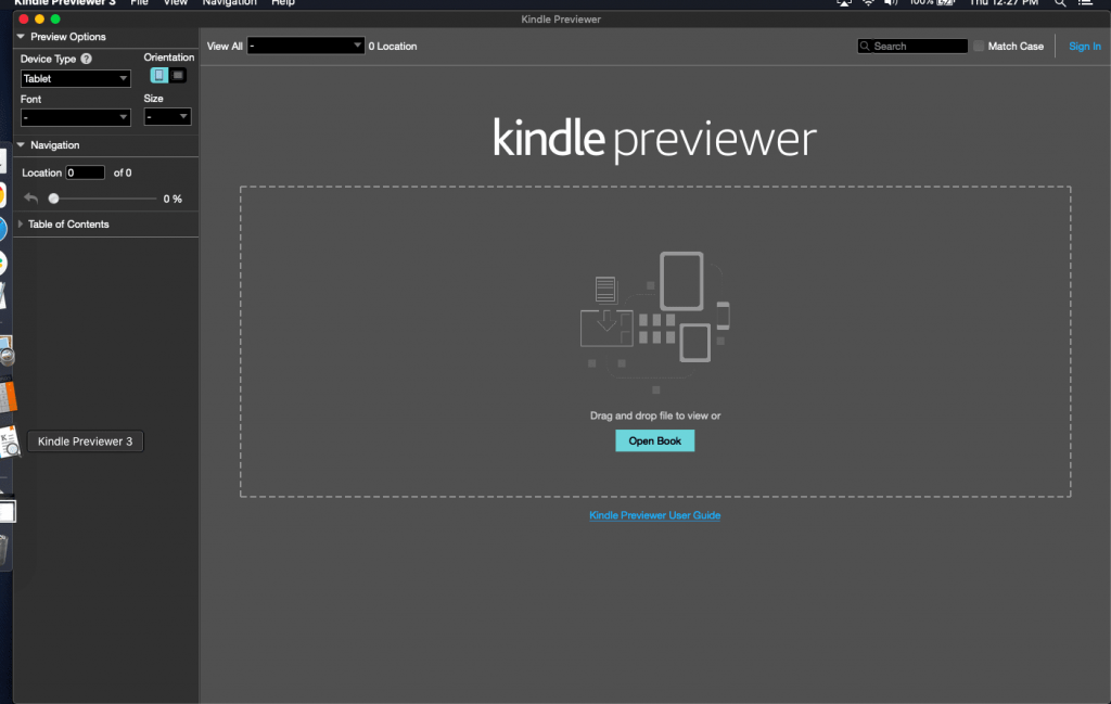 Kindle previewer